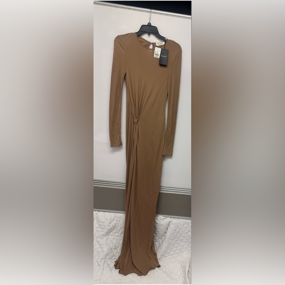 💯Authentic SAINT LAURENT Natural Beige Side Knot Gown, Seen on TV on EMMA ROBERT - Picture 11 of 17